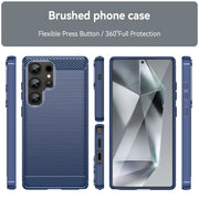 For Samsung Galaxy S25 Ultra 5G Carbon Fiber Brushed Texture TPU Phone Case(Blue)