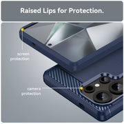 For Samsung Galaxy S25 Ultra 5G Carbon Fiber Brushed Texture TPU Phone Case(Blue)