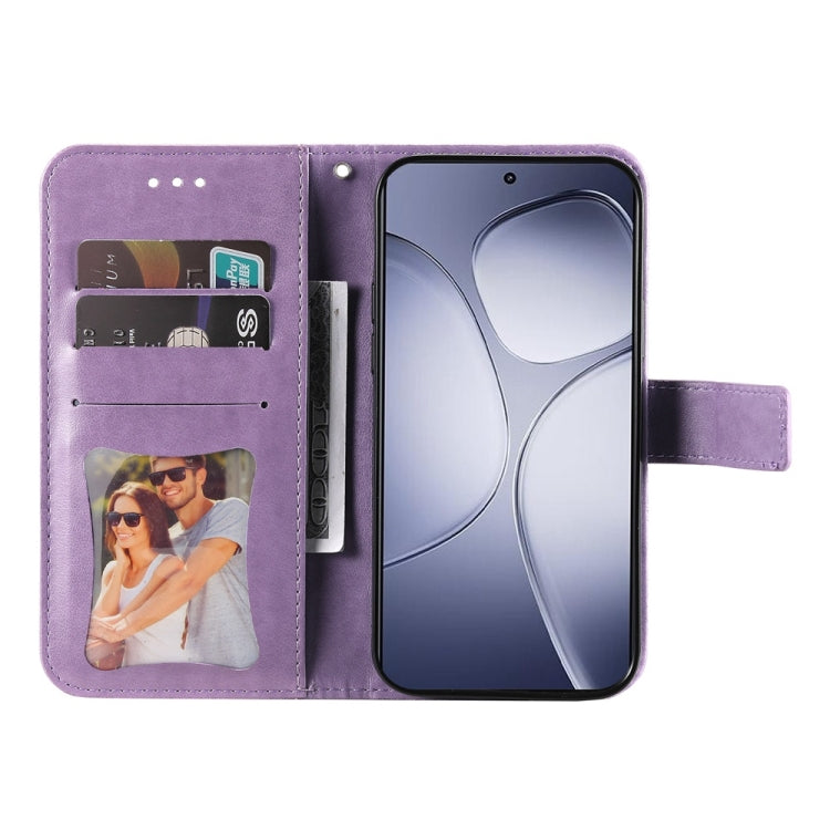 For Redmi K70 Ultra Seven-petal Flowers Embossing Leather Phone Case(Light Purple)