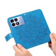 For Redmi K70 Ultra Seven-petal Flowers Embossing Leather Phone Case(Blue)