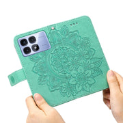 For Redmi K70 Ultra Seven-petal Flowers Embossing Leather Phone Case(Green)