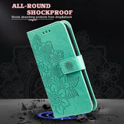For Redmi K70 Ultra Seven-petal Flowers Embossing Leather Phone Case(Green)