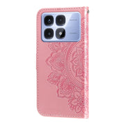 For Redmi K70 Ultra Seven-petal Flowers Embossing Leather Phone Case(Rose Gold)