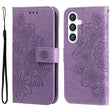 For Samsung Galaxy S25 5G Seven-petal Flowers Embossing Leather Phone Case(Light Purple) - Galaxy S25 5G Cases by PMC Jewellery | Online Shopping South Africa | PMC Jewellery | Buy Now Pay Later Mobicred