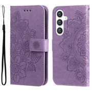 For Samsung Galaxy S25 5G Seven-petal Flowers Embossing Leather Phone Case(Light Purple)
