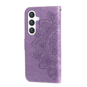 For Samsung Galaxy S25 5G Seven-petal Flowers Embossing Leather Phone Case(Light Purple)