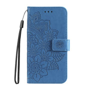For Samsung Galaxy S25 5G Seven-petal Flowers Embossing Leather Phone Case(Blue)