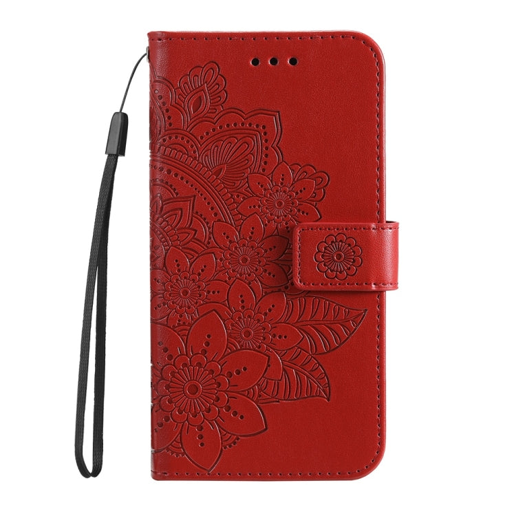 For Samsung Galaxy S25+ 5G Seven-petal Flowers Embossing Leather Phone Case(Red)