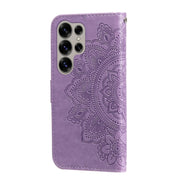 For Samsung Galaxy S25 Ultra 5G Seven-petal Flowers Embossing Leather Phone Case(Light Purple)