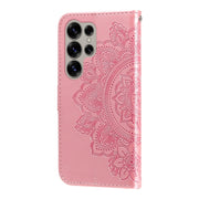 For Samsung Galaxy S25 Ultra 5G Seven-petal Flowers Embossing Leather Phone Case(Rose Gold)