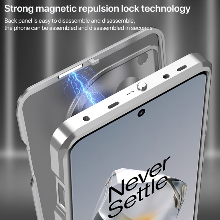 For OnePlus 13 Snap Buckle Single-sided Metal Frame Frosted Phone Case(Space Black)
