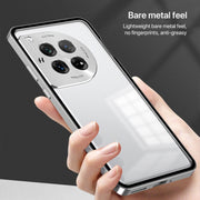For OnePlus Ace 3 Pro Snap Buckle Single-sided Metal Frame Frosted Phone Case(Sierra Blue)