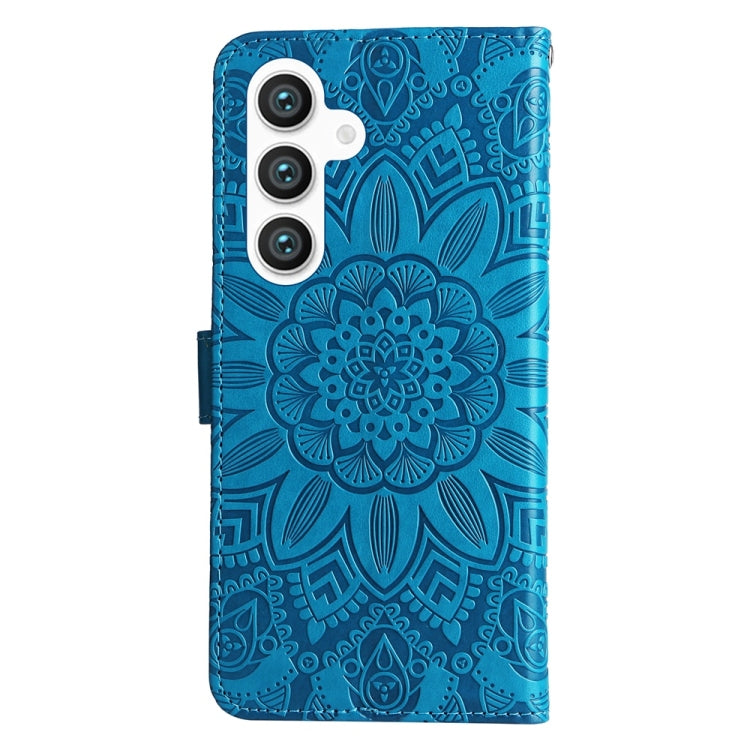 For Samsung Galaxy S25+ 5G Embossed Sunflower Leather Phone Case(Blue) - Galaxy S25+ 5G Cases by PMC Jewellery | Online Shopping South Africa | PMC Jewellery | Buy Now Pay Later Mobicred
