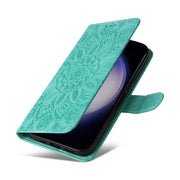 For Samsung Galaxy S25+ 5G Embossed Sunflower Leather Phone Case(Green)