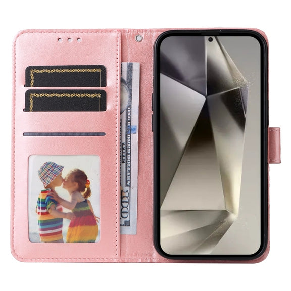 For Samsung Galaxy S25 Ultra 5G Embossed Sunflower Leather Phone Case(Rose Gold)