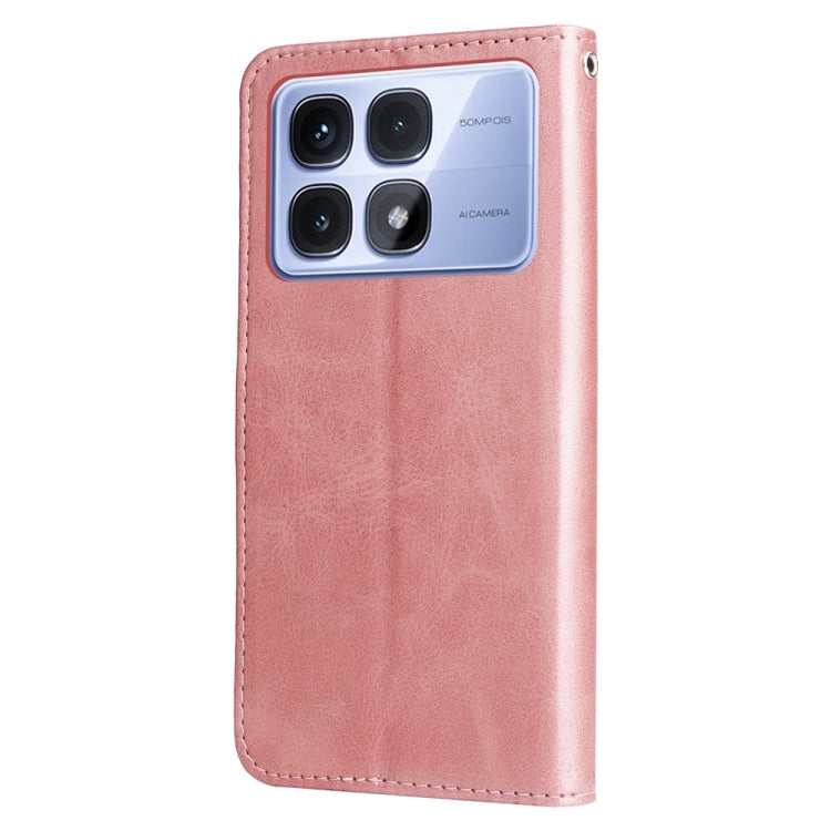 For Redmi K70 Ultra Fashion Calf Texture Zipper Leather Phone Case(Rose Gold)