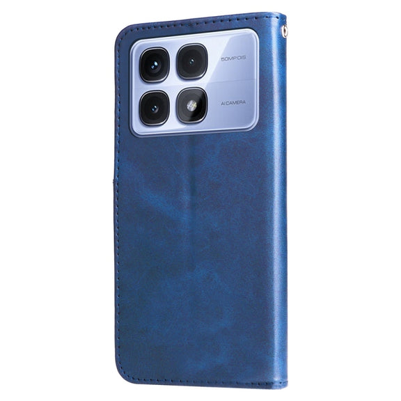 For Redmi K70 Ultra Fashion Calf Texture Zipper Leather Phone Case(Blue)