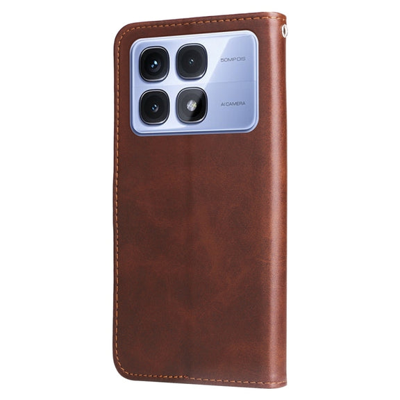 For Redmi K70 Ultra Fashion Calf Texture Zipper Leather Phone Case(Brown)