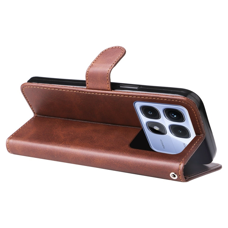 For Redmi K70 Ultra Fashion Calf Texture Zipper Leather Phone Case(Brown)