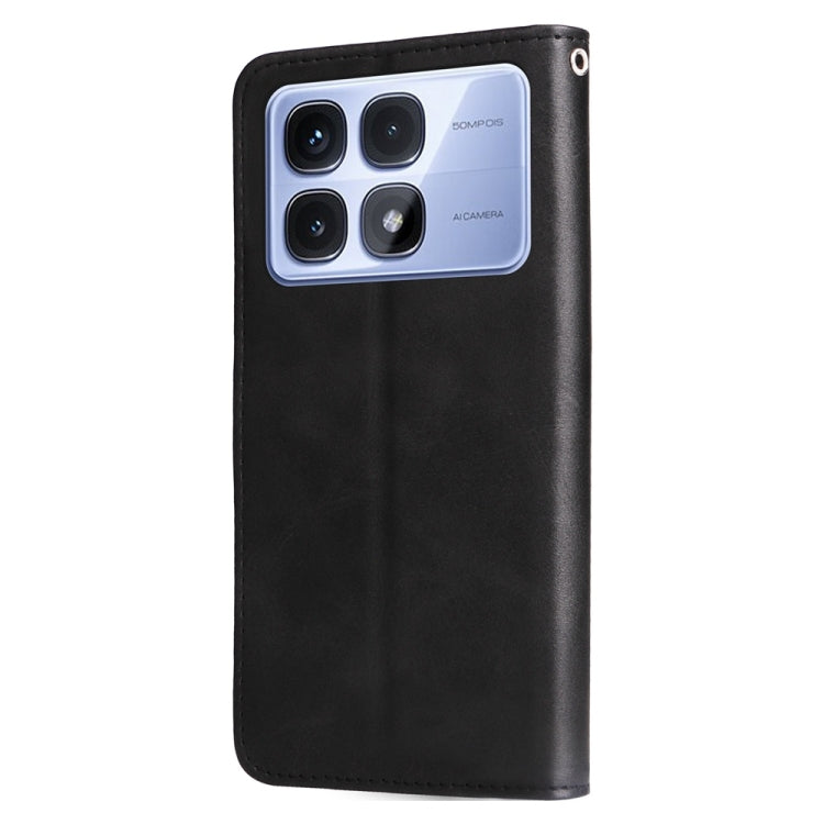 For Redmi K70 Ultra Fashion Calf Texture Zipper Leather Phone Case(Black)