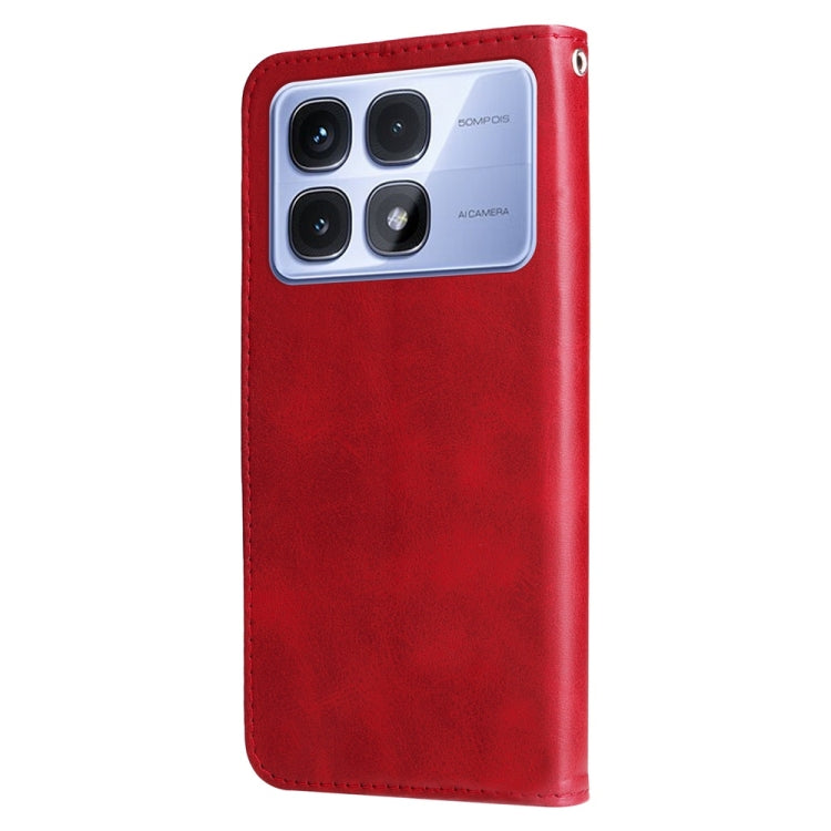 For Redmi K70 Ultra Fashion Calf Texture Zipper Leather Phone Case(Red)