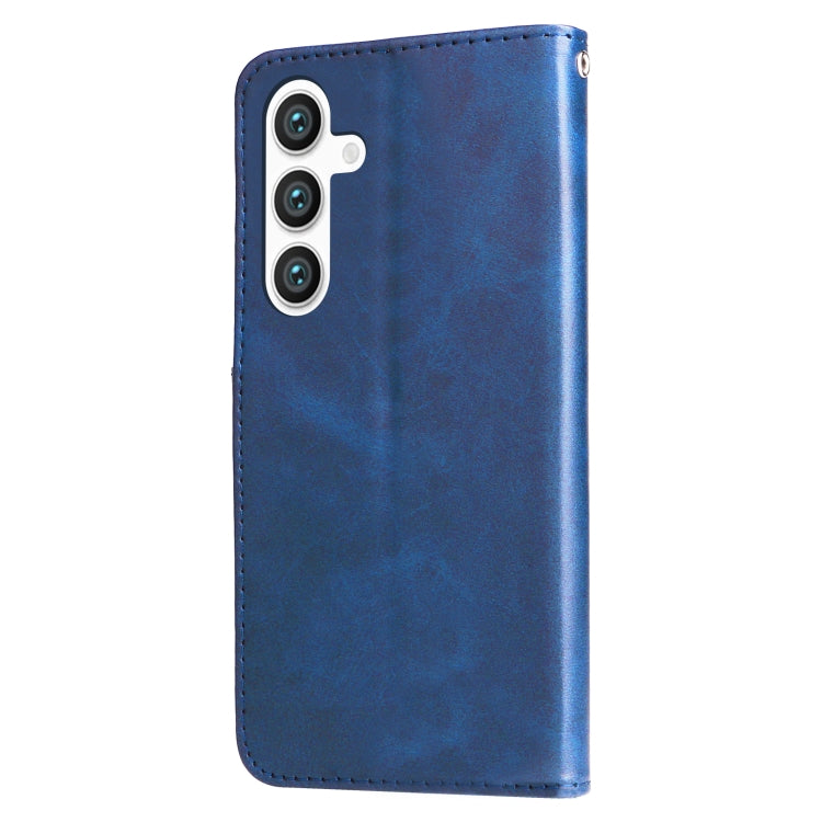 For Samsung Galaxy S25 5G Fashion Calf Texture Zipper Leather Phone Case(Blue)