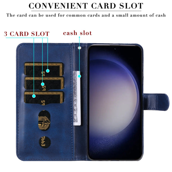 For Samsung Galaxy S25 5G Fashion Calf Texture Zipper Leather Phone Case(Blue)