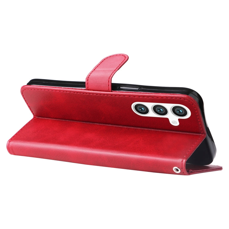 For Samsung Galaxy S25 5G Fashion Calf Texture Zipper Leather Phone Case(Red) - Galaxy S25 5G Cases by PMC Jewellery | Online Shopping South Africa | PMC Jewellery | Buy Now Pay Later Mobicred
