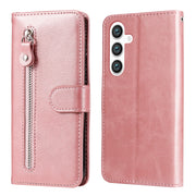 For Samsung Galaxy S25+ 5G Fashion Calf Texture Zipper Leather Phone Case(Rose Gold)