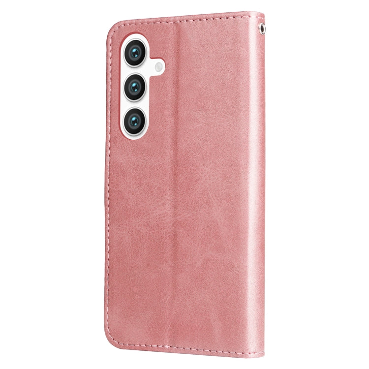 For Samsung Galaxy S25+ 5G Fashion Calf Texture Zipper Leather Phone Case(Rose Gold)