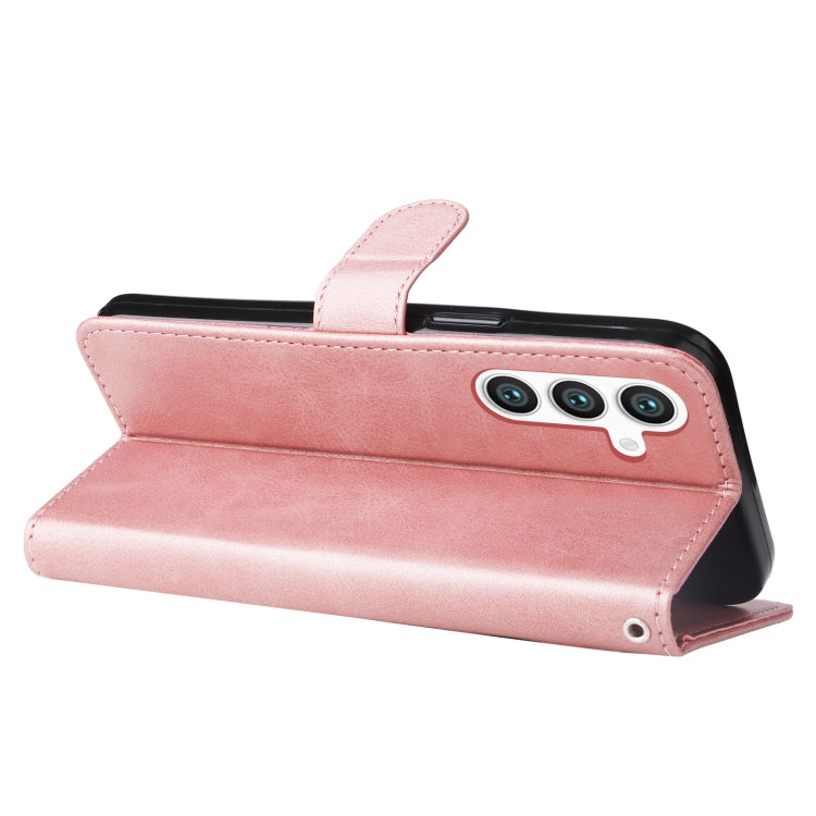 For Samsung Galaxy S25+ 5G Fashion Calf Texture Zipper Leather Phone Case(Rose Gold)