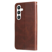 For Samsung Galaxy S25+ 5G Fashion Calf Texture Zipper Leather Phone Case(Brown)