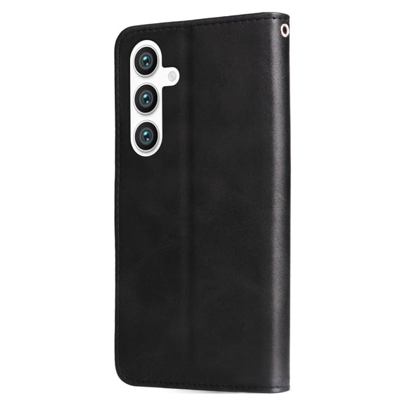 For Samsung Galaxy S25+ 5G Fashion Calf Texture Zipper Leather Phone Case(Black)