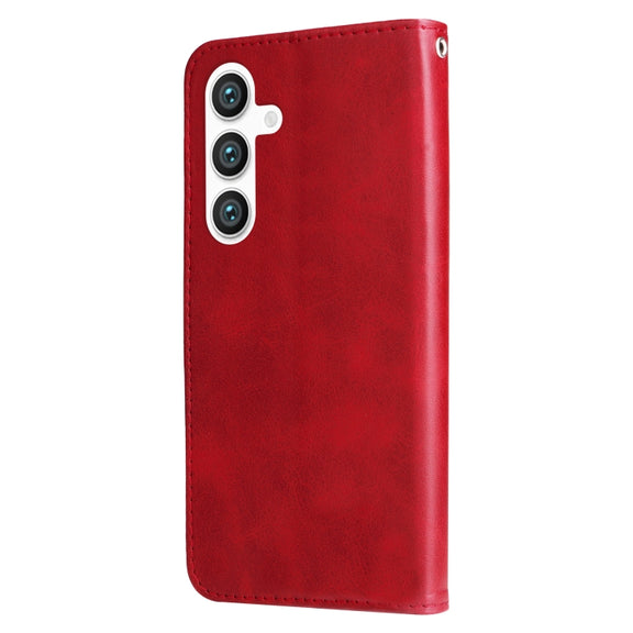 For Samsung Galaxy S25+ 5G Fashion Calf Texture Zipper Leather Phone Case(Red)