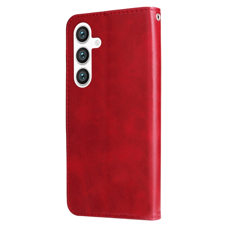 For Samsung Galaxy S25+ 5G Fashion Calf Texture Zipper Leather Phone Case(Red)