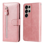 For Samsung Galaxy S25 Ultra 5G Fashion Calf Texture Zipper Leather Phone Case(Rose Gold)