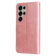 For Samsung Galaxy S25 Ultra 5G Fashion Calf Texture Zipper Leather Phone Case(Rose Gold)