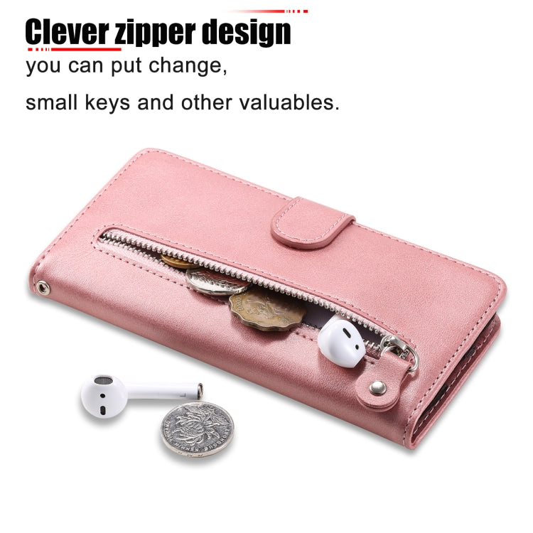 For Samsung Galaxy S25 Ultra 5G Fashion Calf Texture Zipper Leather Phone Case(Rose Gold)
