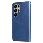 For Samsung Galaxy S25 Ultra 5G Fashion Calf Texture Zipper Leather Phone Case(Blue)