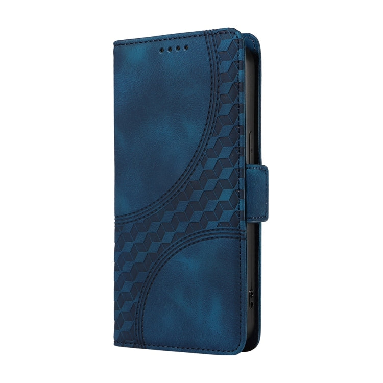 For Samsung Galaxy S25 5G Embossed Rhombus Starry Leather Phone Case(Blue)