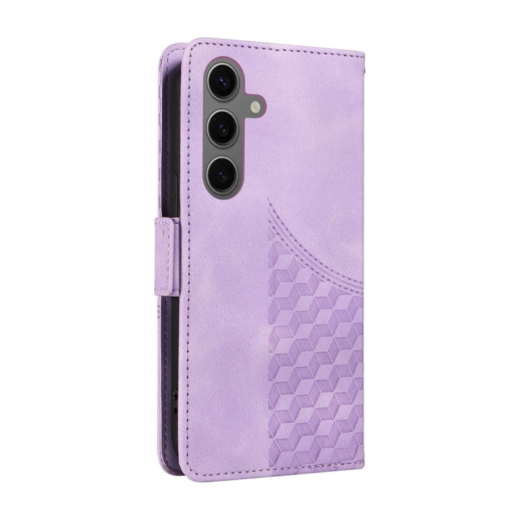 For Samsung Galaxy S25 5G Embossed Rhombus Starry Leather Phone Case(Purple)