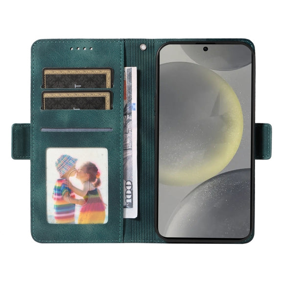 For Samsung Galaxy S25+ 5G Embossed Rhombus Starry Leather Phone Case(Green)