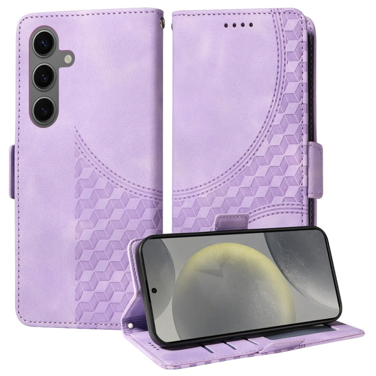 For Samsung Galaxy S25+ 5G Embossed Rhombus Starry Leather Phone Case(Purple) - Galaxy S25+ 5G Cases by PMC TechLife | Online Shopping South Africa | PMC TechLife | Buy Now Pay Later Mobicred