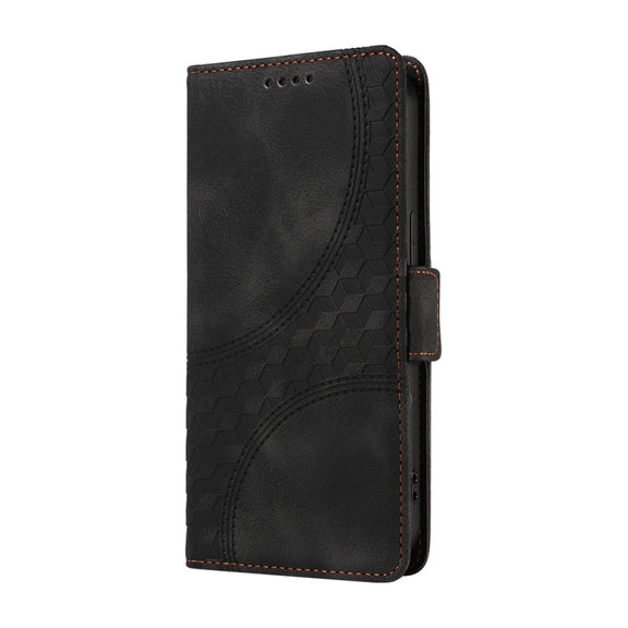 For Samsung Galaxy S25 Ultra 5G Embossed Rhombus Starry Leather Phone Case(Black)
