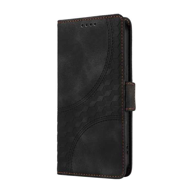 For Samsung Galaxy S25 Ultra 5G Embossed Rhombus Starry Leather Phone Case(Black)