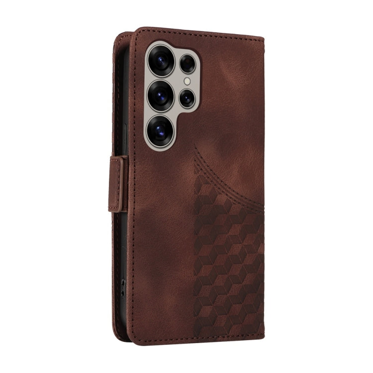 For Samsung Galaxy S25 Ultra 5G Embossed Rhombus Starry Leather Phone Case(Brown) - Galaxy S25 Ultra 5G Cases by PMC TechLife | Online Shopping South Africa | PMC TechLife | Buy Now Pay Later Mobicred
