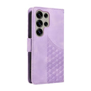 For Samsung Galaxy S25 Ultra 5G Embossed Rhombus Starry Leather Phone Case(Purple)
