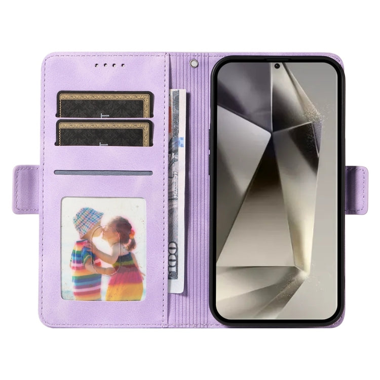 For Samsung Galaxy S25 Ultra 5G Embossed Rhombus Starry Leather Phone Case(Purple)