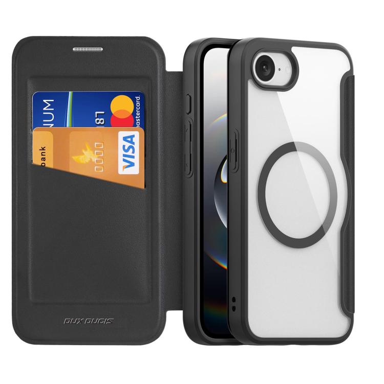 For iPhone 16e DUX DUCIS Skin X Pro Series MagSafe Ring Holder Leather Phone Case(Black) - iPhone 16e Cases by DUX DUCIS | Online Shopping South Africa | PMC TechLife | Buy Now Pay Later Mobicred