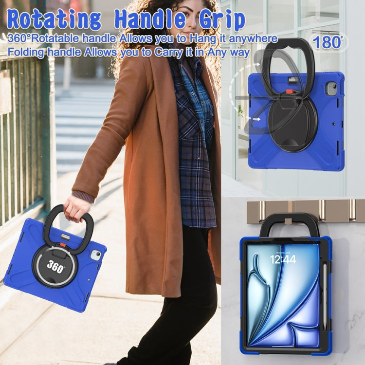 For iPad Air 13 2024 / Air 13 2025 Silicone Hybrid PC Tablet Case with Holder & Shoulder Strap(Blue) - free shipping - PMC Jewellery - Order now!